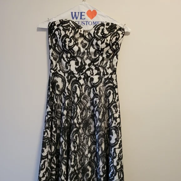 Lace strapless knee length dress - Picture 1 of 3